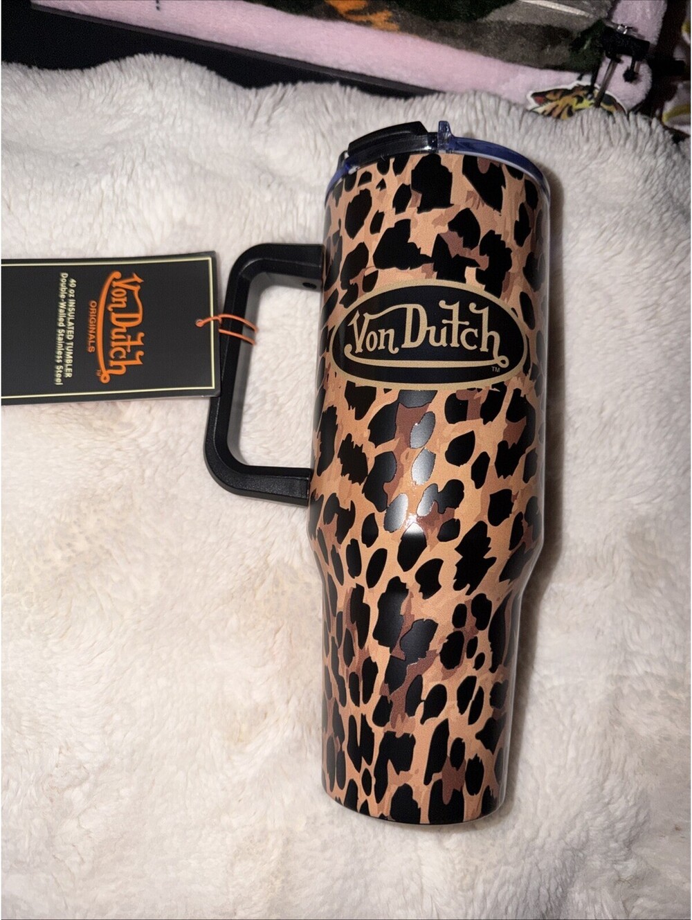 Von Dutch 40oz Double Walled Insulated Stainless Steel Tumbler Cheetah